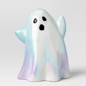 Hyde and EEK! Iridescent Glass Ghost Figurine - White Ceramic Halloween Target